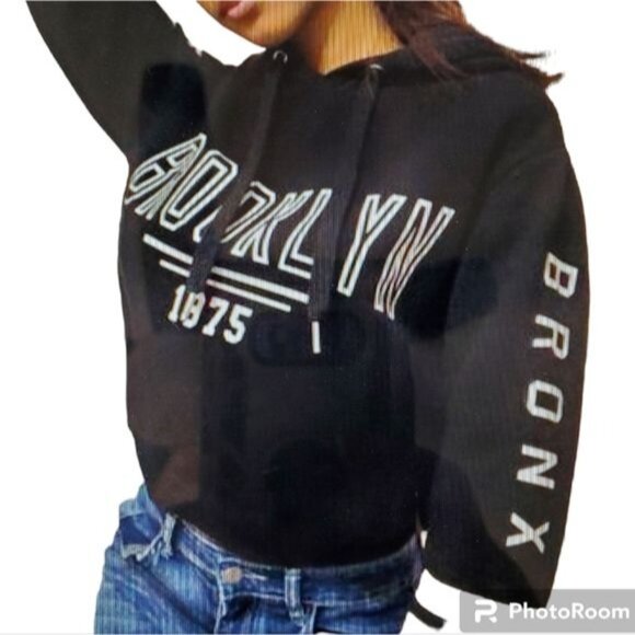 Divided H&M Cropped Crop Hoodie Hooded Sweatshirt Pullover Women's Woman's SMALL - Picture 2 of 11